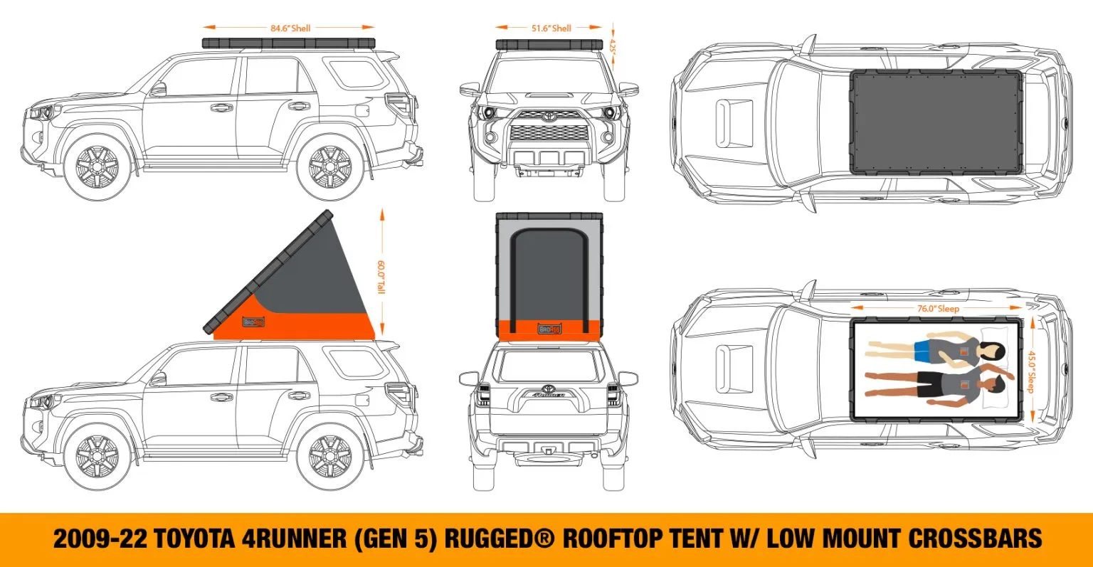 BadAss Rugged Rooftop Tent For Toyota 4Runner (5th Gen) 2010-2022