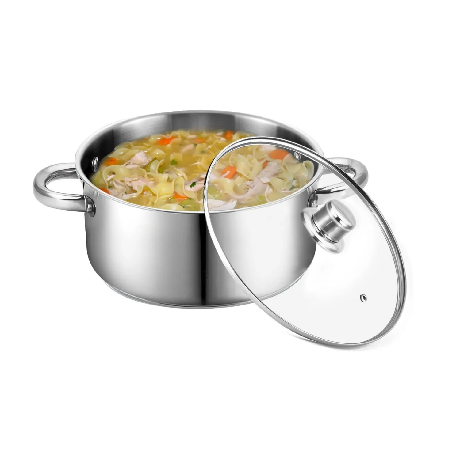 Bene Casa Stainless-Steel Dutch Oven w/ Glass Lid - (2 sizes)