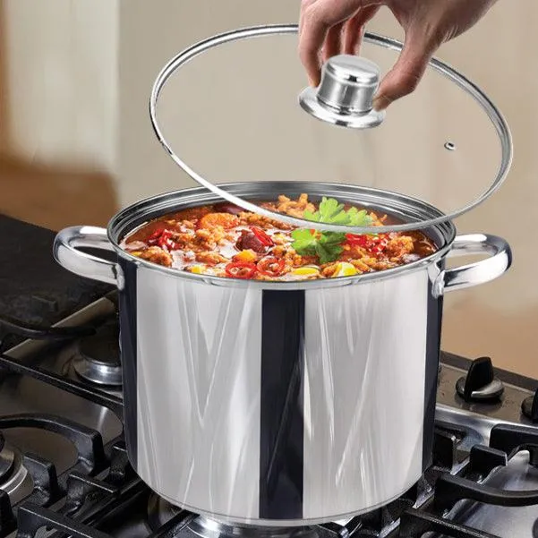 Bene Casa Stainless-Steel Dutch Oven w/ Glass Lid - (2 sizes)
