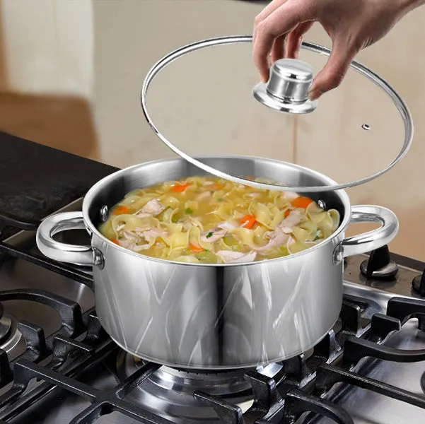 Bene Casa Stainless-Steel Dutch Oven w/ Glass Lid - (2 sizes)