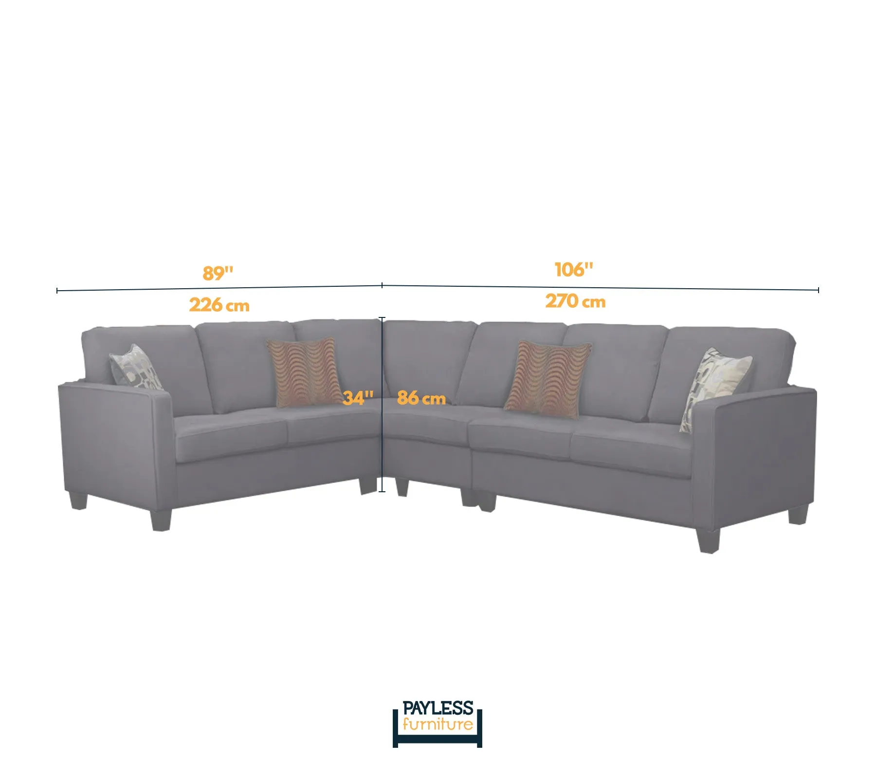 Chic Off-White Chenille Fabric Sofa Sectional w/ 4 pillows