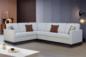 Chic Off-White Chenille Fabric Sofa Sectional w/ 4 pillows