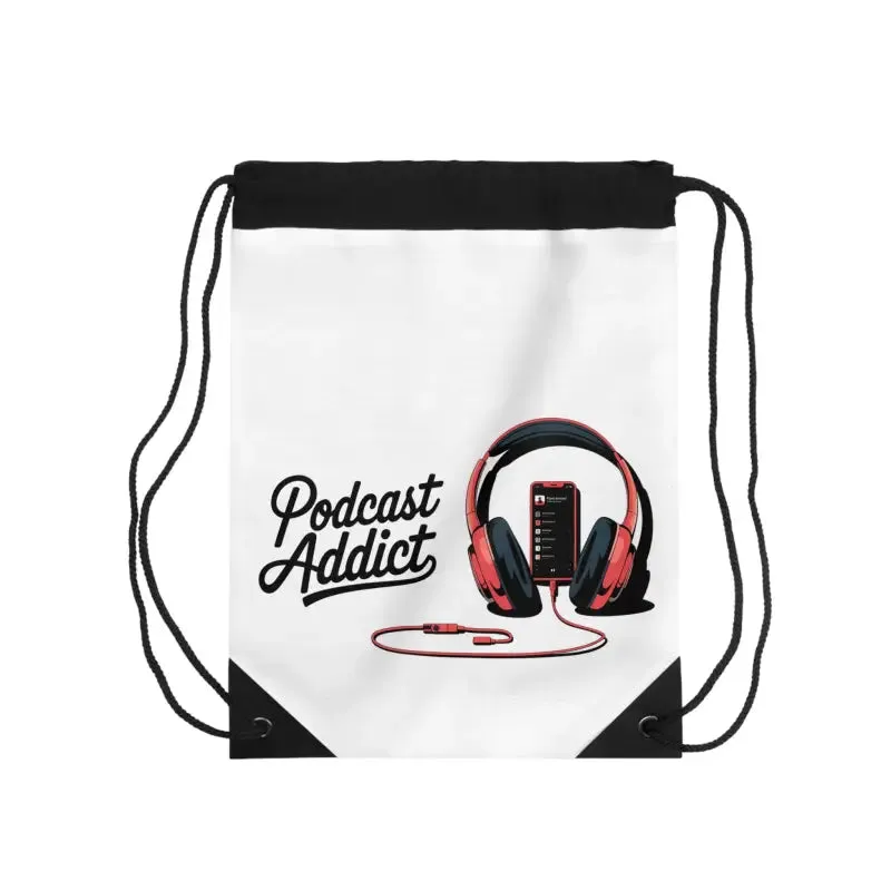 Chic Podcast Addict Drawstring Bag
