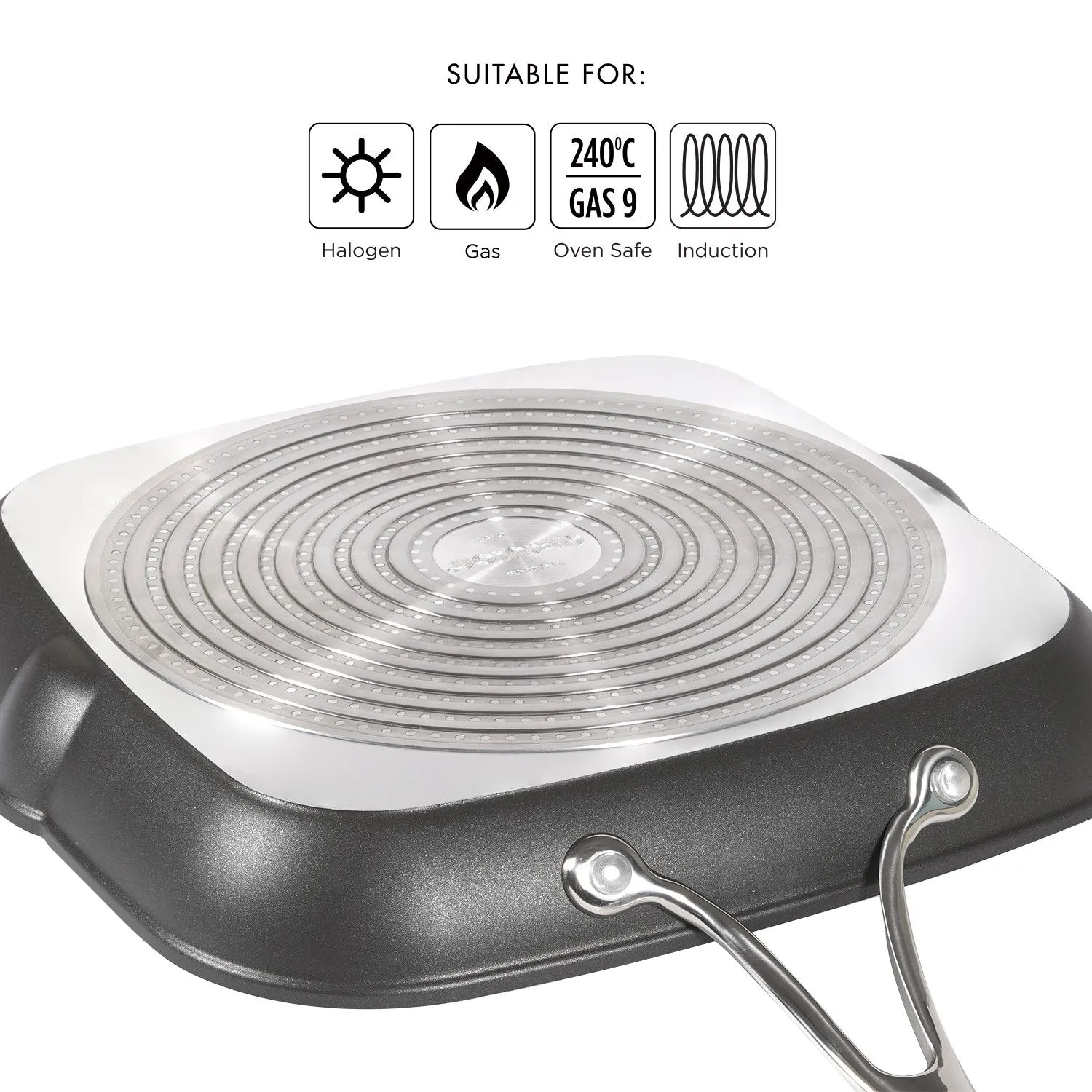 Circulon Non-Stick Hard Anodized Square Griddle Pan, 28cm