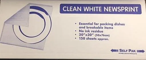 Clean White Wrapping & Packing Newspaper - Pack (150)