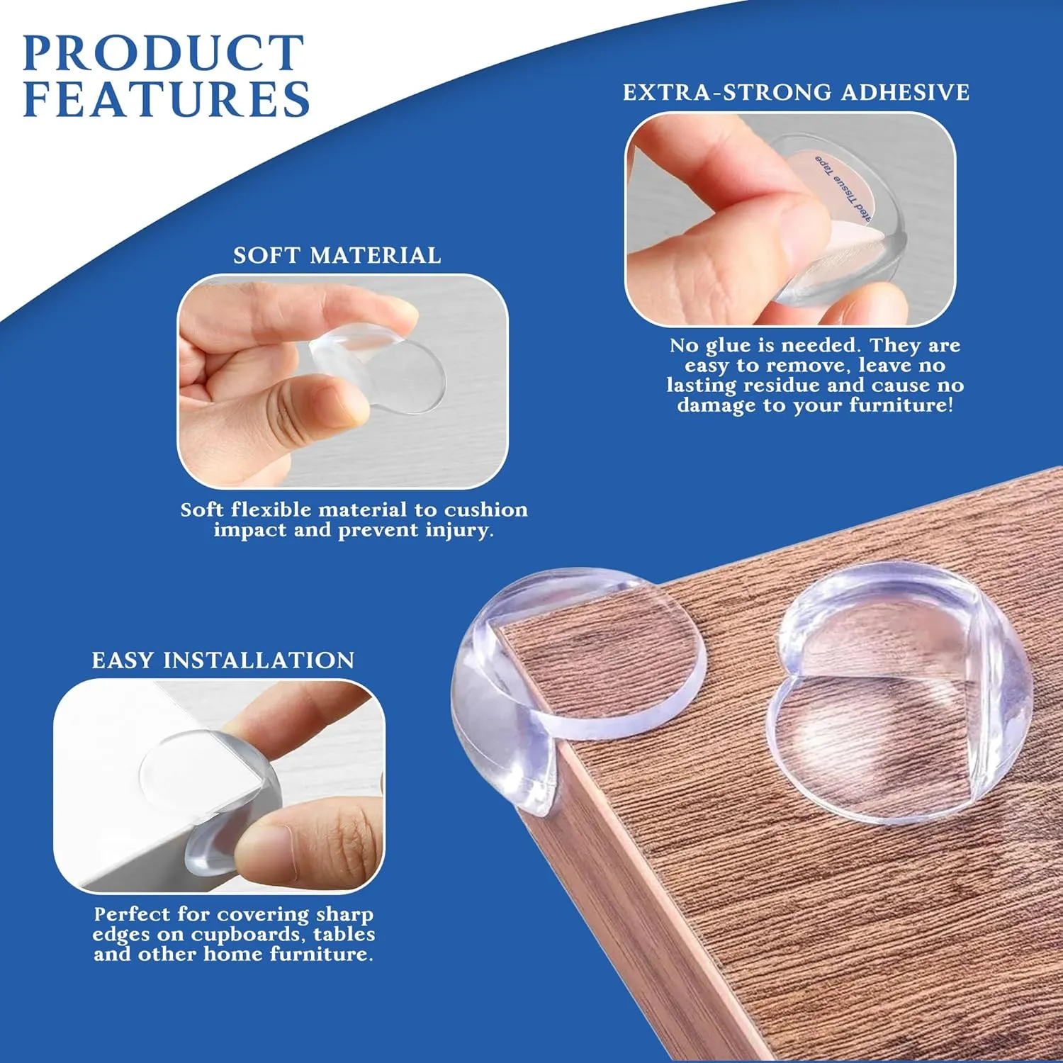Corner / Edge Guards Clear Corner Protectors (Big 4 Cm / 10 Pcs Set)