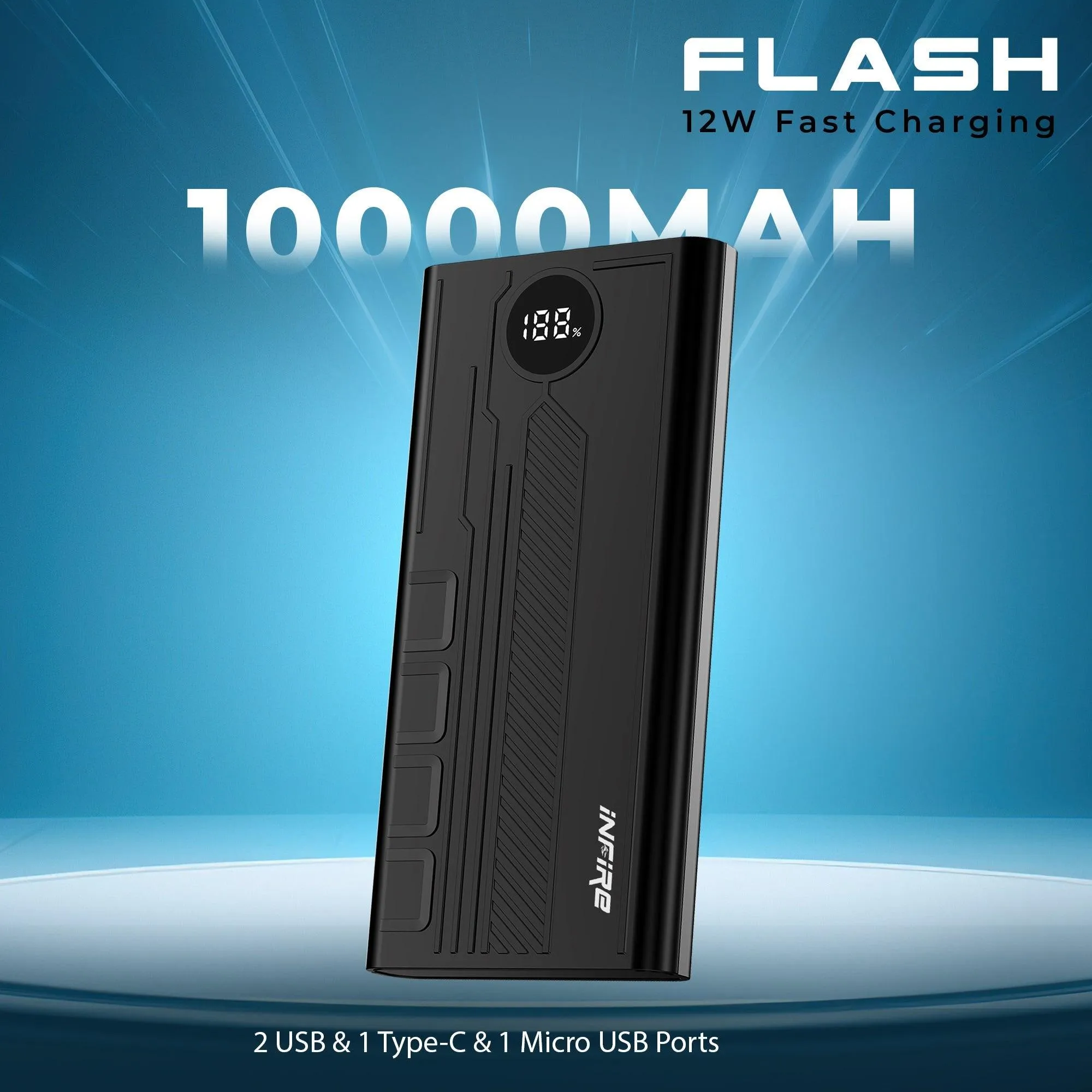 Flash 10000mAh 12W Power Bank With Fast Charging | Dual Output Ports | Dual Input Ports | LED Display