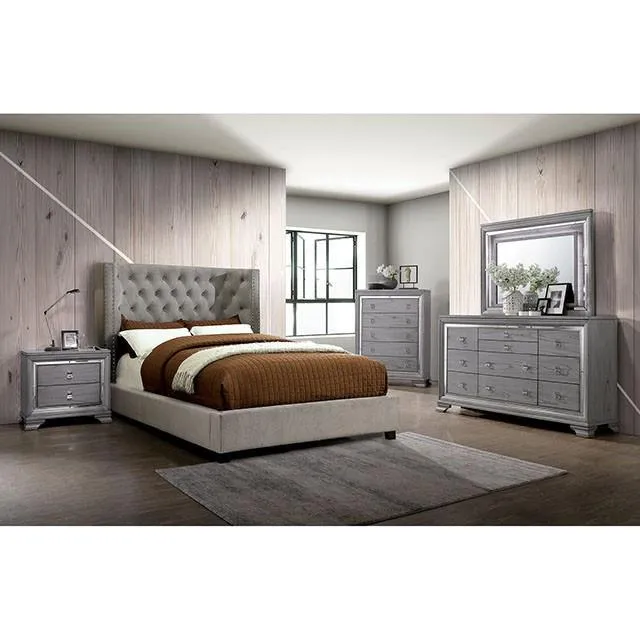 Furniture of America Cayla Queen Upholstered Platform Bed CM7779GY-Q-BED-VN