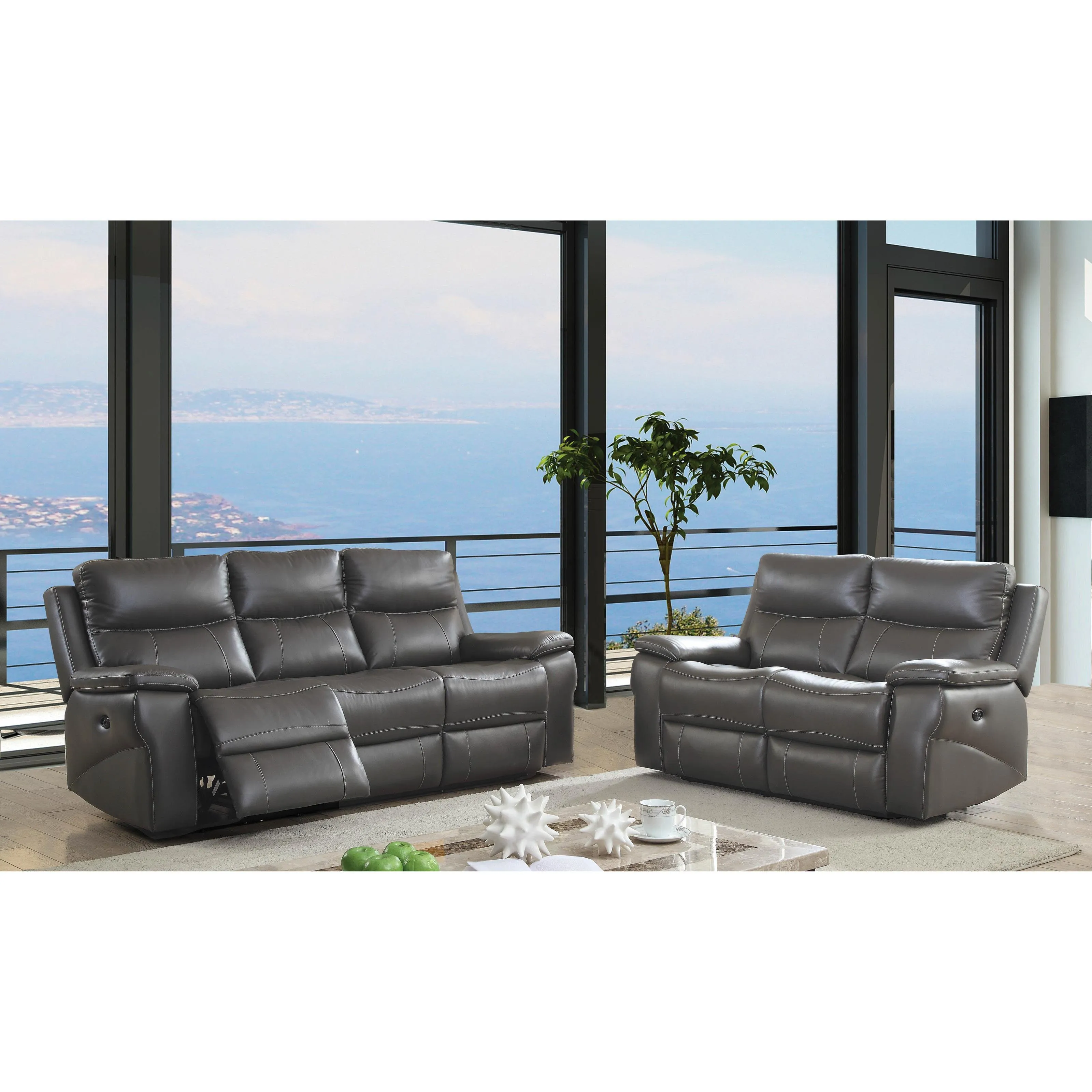 Furniture of America Lila Reclining Leather Match Sofa CM6540-SF