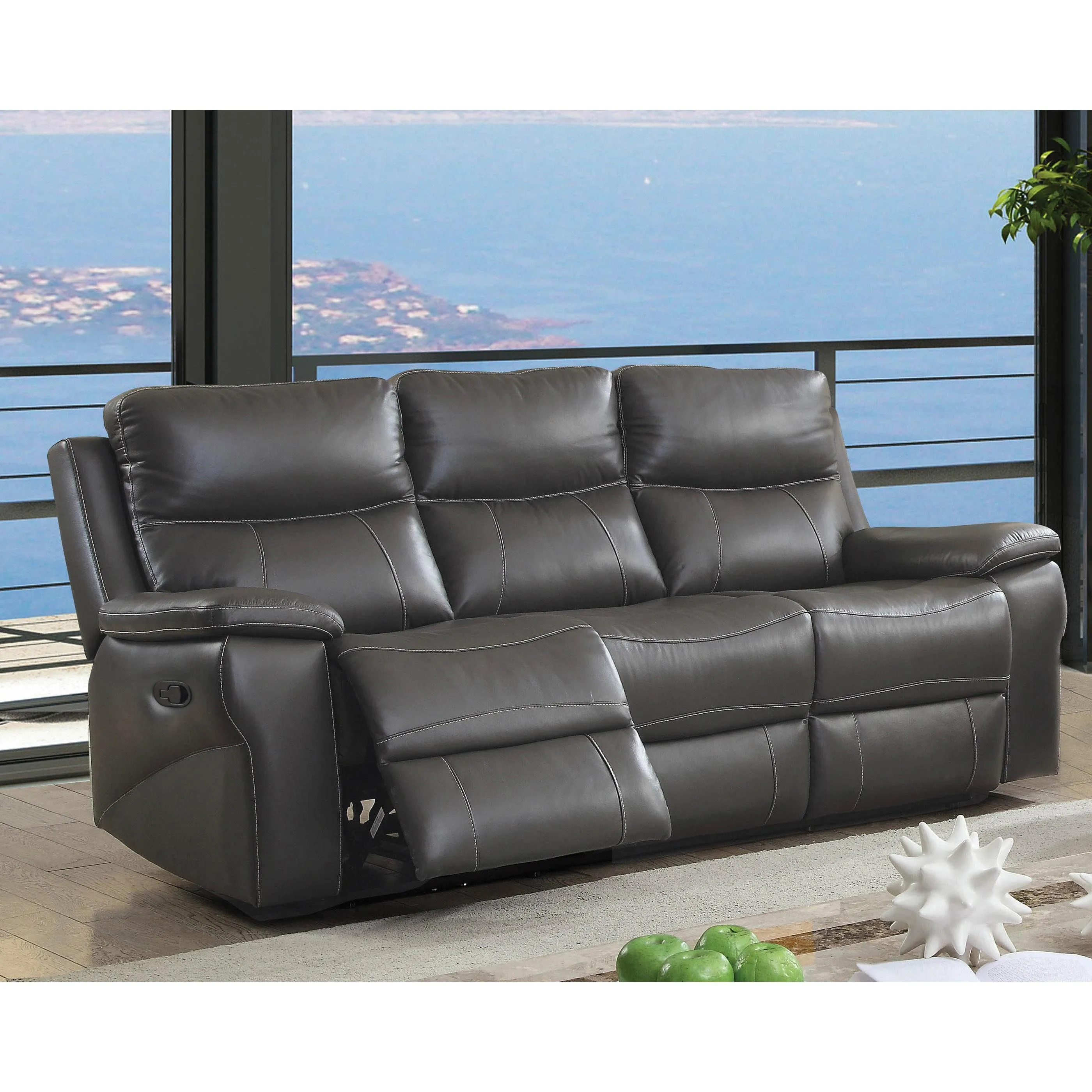 Furniture of America Lila Reclining Leather Match Sofa CM6540-SF