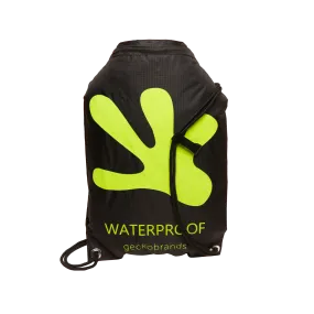 Geckobrands Waterproof 10L Drawstring Backpack-Black and Neon Green