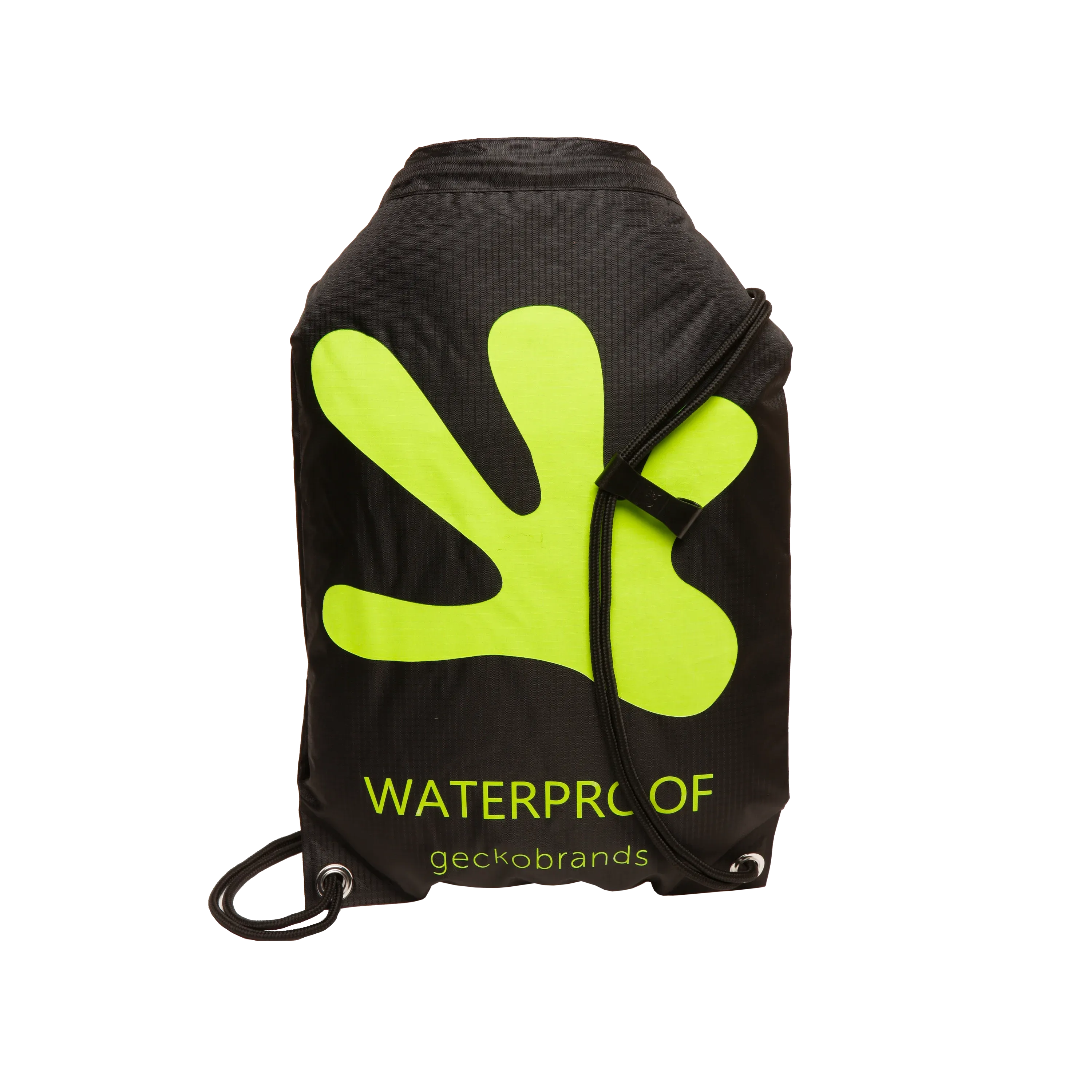 Geckobrands Waterproof 10L Drawstring Backpack-Black and Neon Green