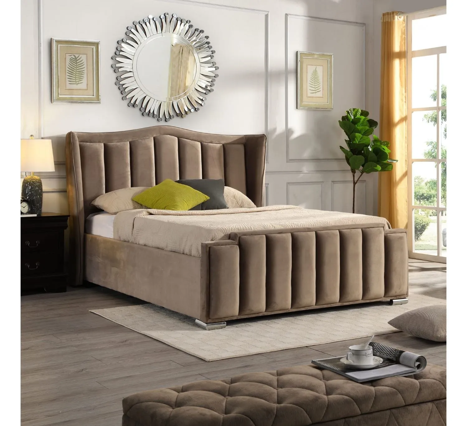 Glendale Ottoman King Size Bed Mink