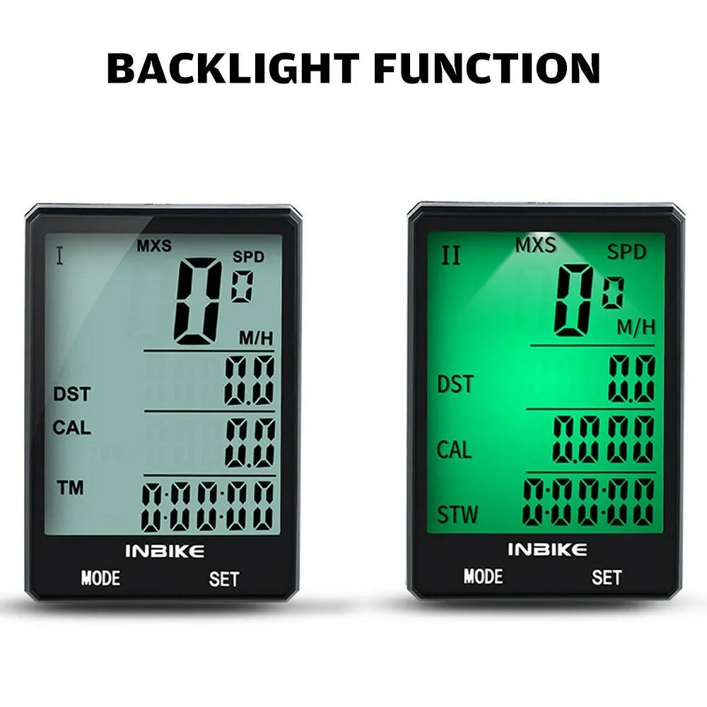 INBIKE 2.8 inch Bike Wireless Computer Multifunction Rainproof Riding Bicycle Odometer Cycling Speedometer Stopwatch Backlight Display