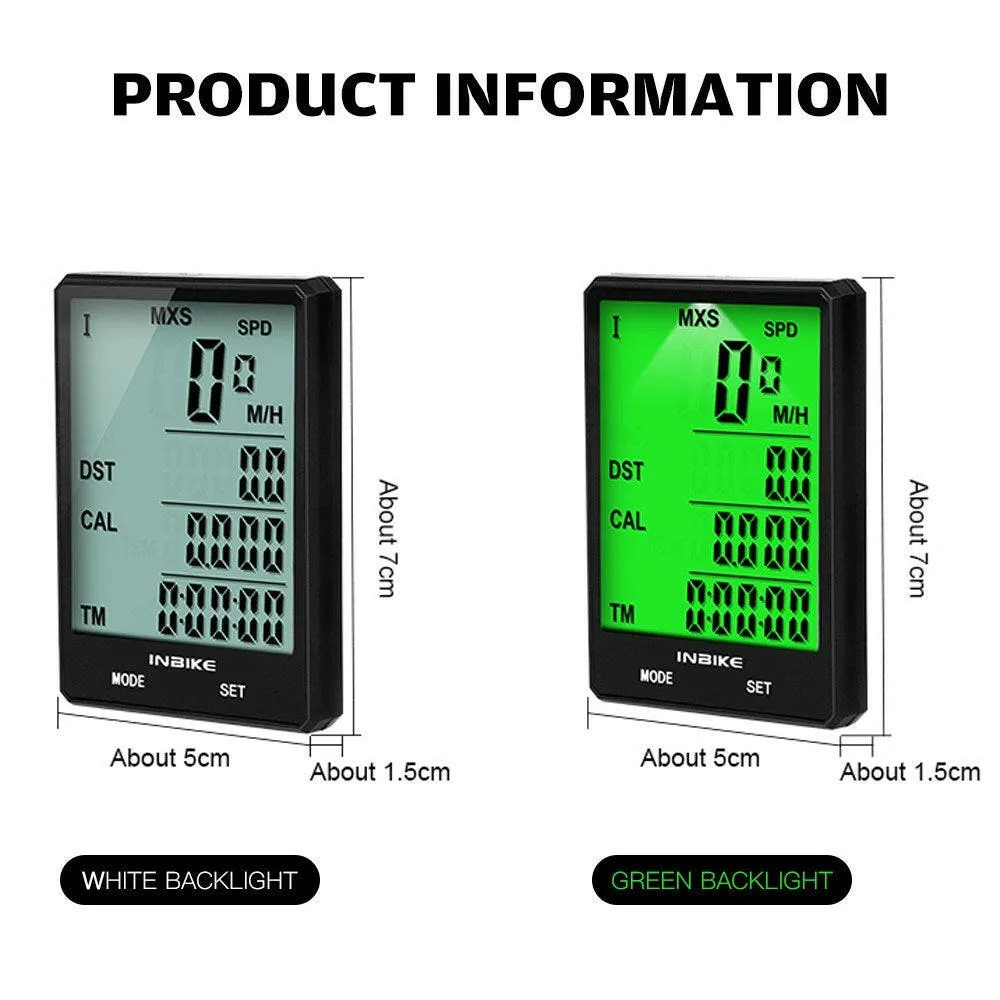 INBIKE 2.8 inch Bike Wireless Computer Multifunction Rainproof Riding Bicycle Odometer Cycling Speedometer Stopwatch Backlight Display