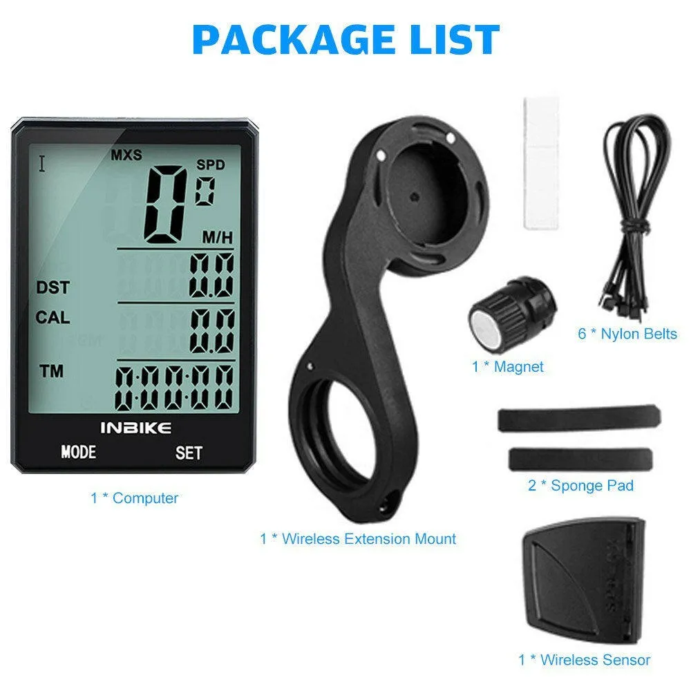 INBIKE 2.8 inch Bike Wireless Computer Multifunction Rainproof Riding Bicycle Odometer Cycling Speedometer Stopwatch Backlight Display