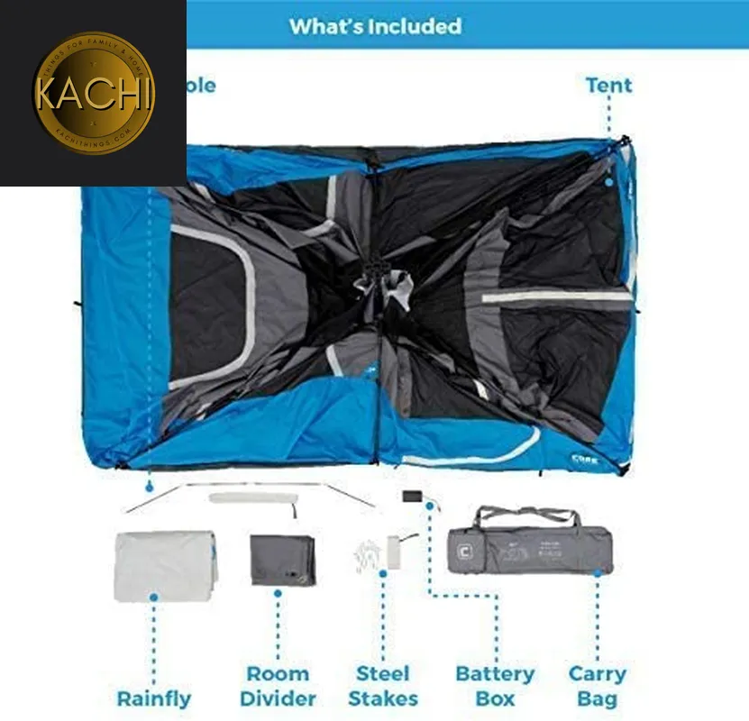 Instant Tent with LED Lights | Portable Large Family Cabin Multi Room Tents for Camping | Lighted Pop up Camping Tent | 6 Person / 9 Person / 10 Person / 12 Person Tents for Camping