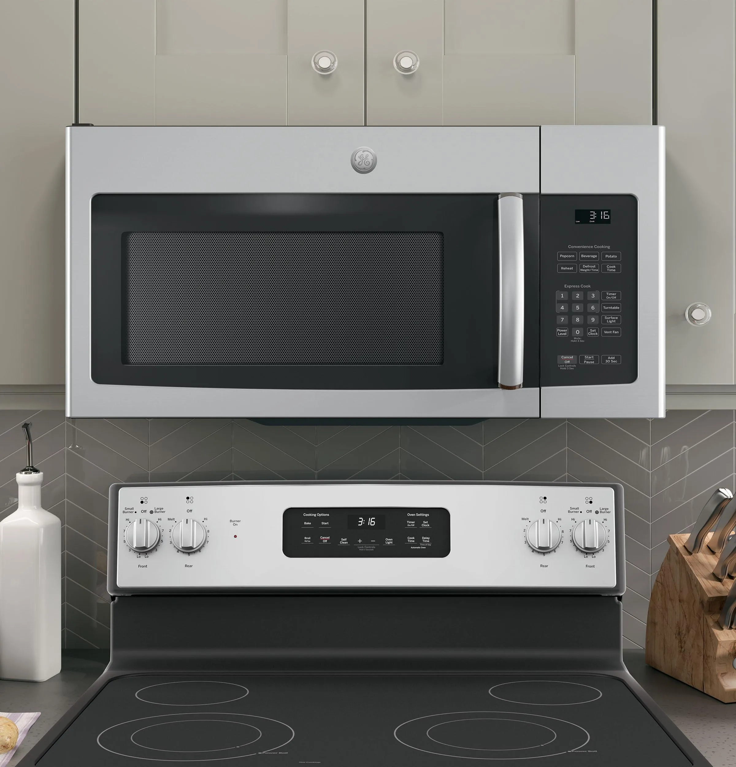 JNM3163RJSS GE® 1.6 Cu. Ft. Over-the-Range Microwave Oven with Recirculating Venting
