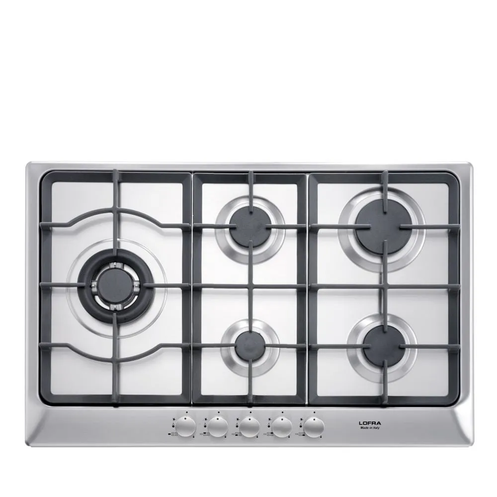 Lofra Artes 75 HDS7T0 5 Burner Gas Hob, Left Side Wok Burner 75cm
