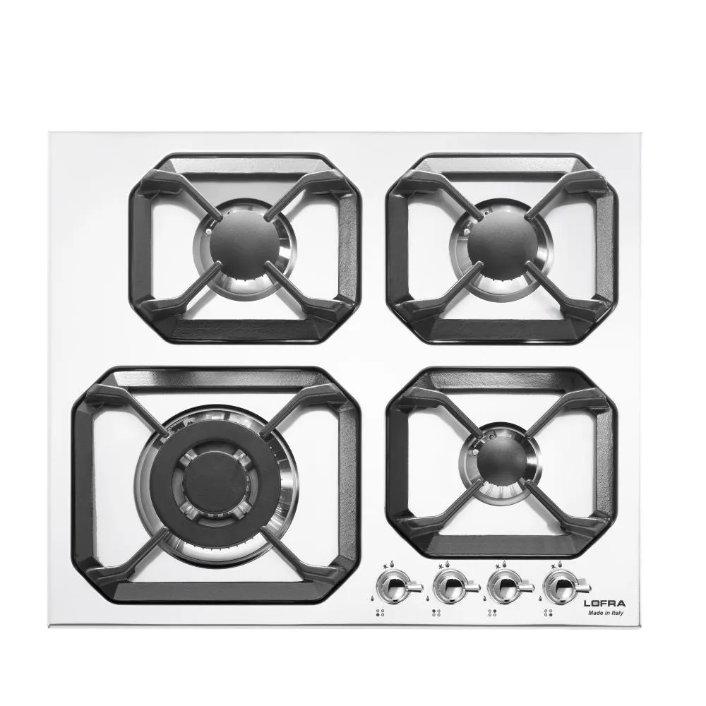 LOFRA DOLCEVITA 60 HRBP6GO CHR Retro White 4 Burner Low Profile Gas Hob 60cm