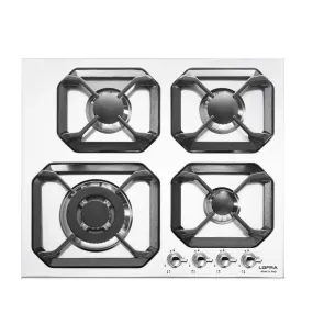LOFRA DOLCEVITA 60 HRBP6GO CHR Retro White 4 Burner Low Profile Gas Hob 60cm