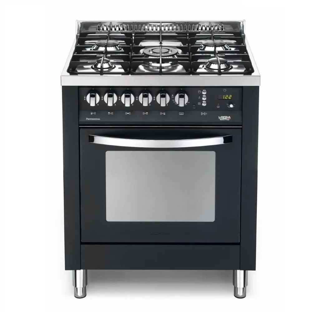Lofra Rainbow 70 PNM 76MFT GVT C Black Gas Dual Fuel Range Cooker 60cm