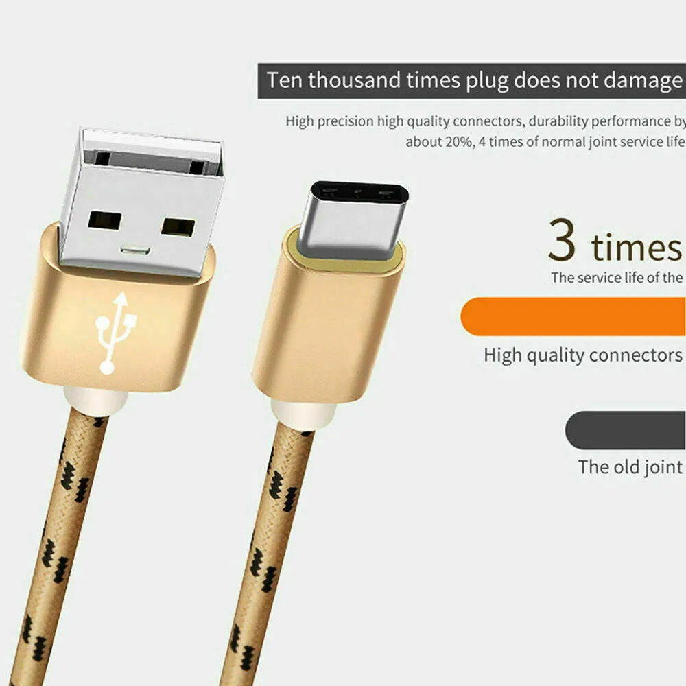 Micro USB 2.0 Fast Charging Charger Cable Cord Braided For Samsung S7 Edge S6 S5 S4 Android LG Huawei HTC (2M Black)