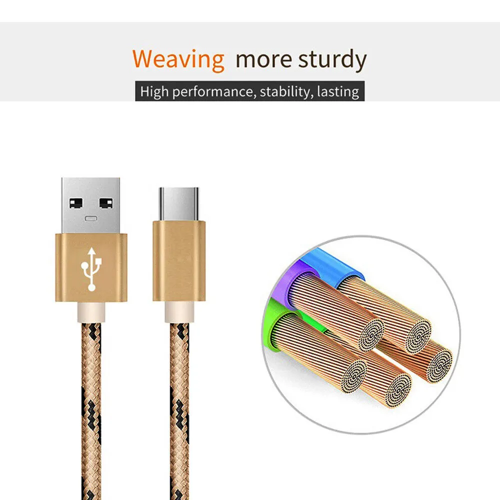 Micro USB 2.0 Fast Charging Charger Cable Cord Braided For Samsung S7 Edge S6 S5 S4 Android LG Huawei HTC (2M Black)
