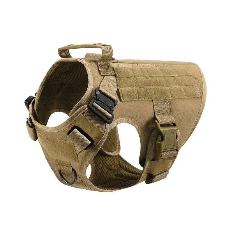 Military Dog Tactical Harness, Collar & Leash Set - Brown