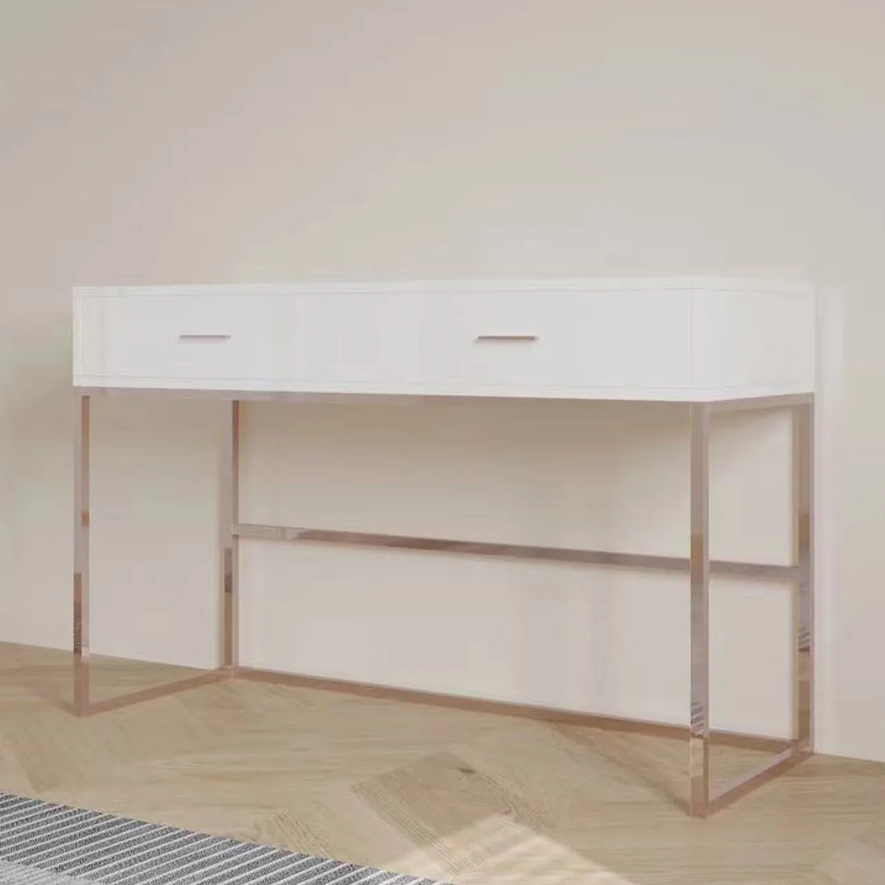 MW232  White   Rose Gold Dressing Table