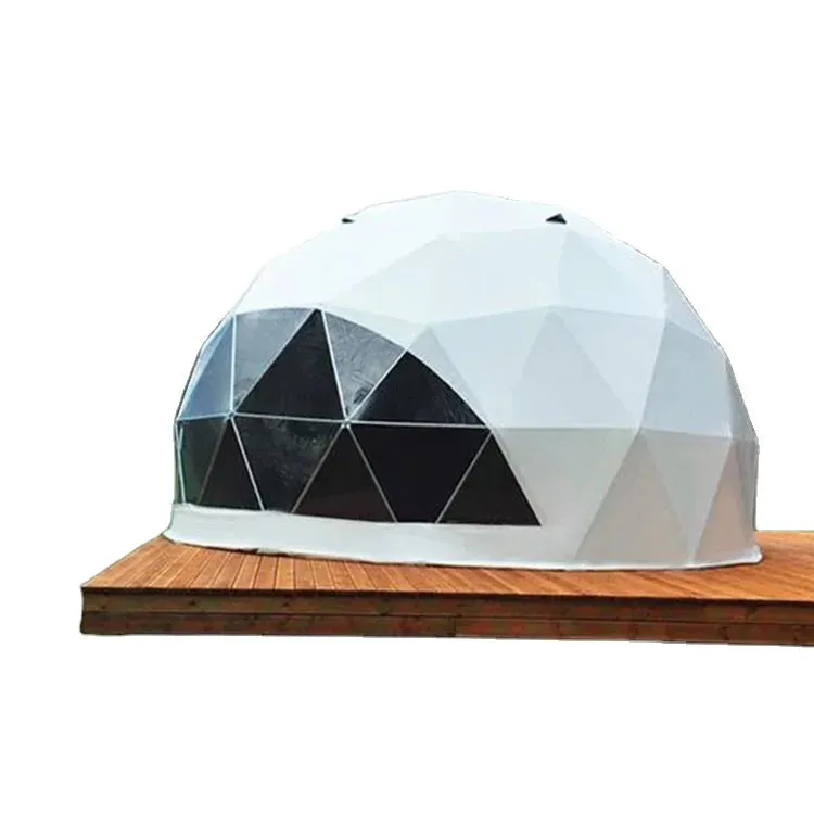 Outdoors PVC Prefab Glamping Dome house Tent Hotel Luxury Geodesic Dome Tent with Bathroom Sunlight