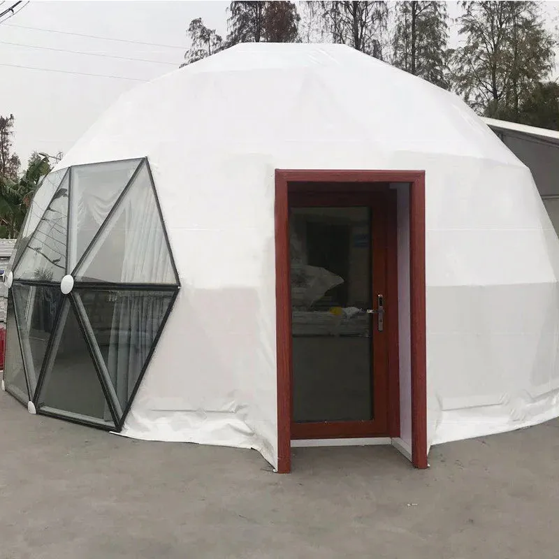 Outdoors PVC Prefab Glamping Dome house Tent Hotel Luxury Geodesic Dome Tent with Bathroom Sunlight