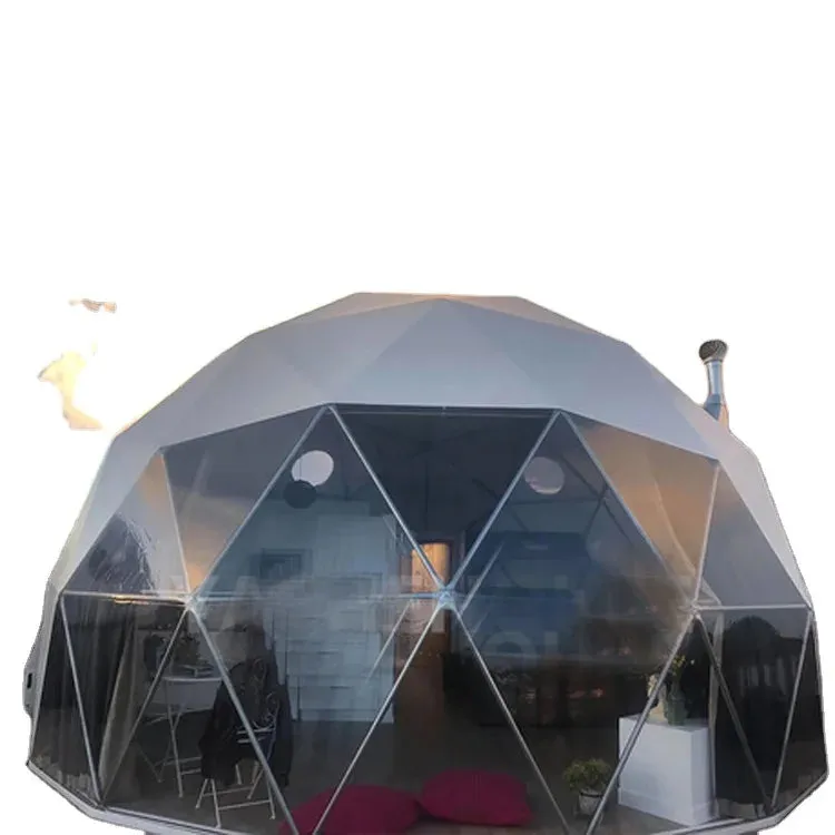 Outdoors PVC Prefab Glamping Dome house Tent Hotel Luxury Geodesic Dome Tent with Bathroom Sunlight