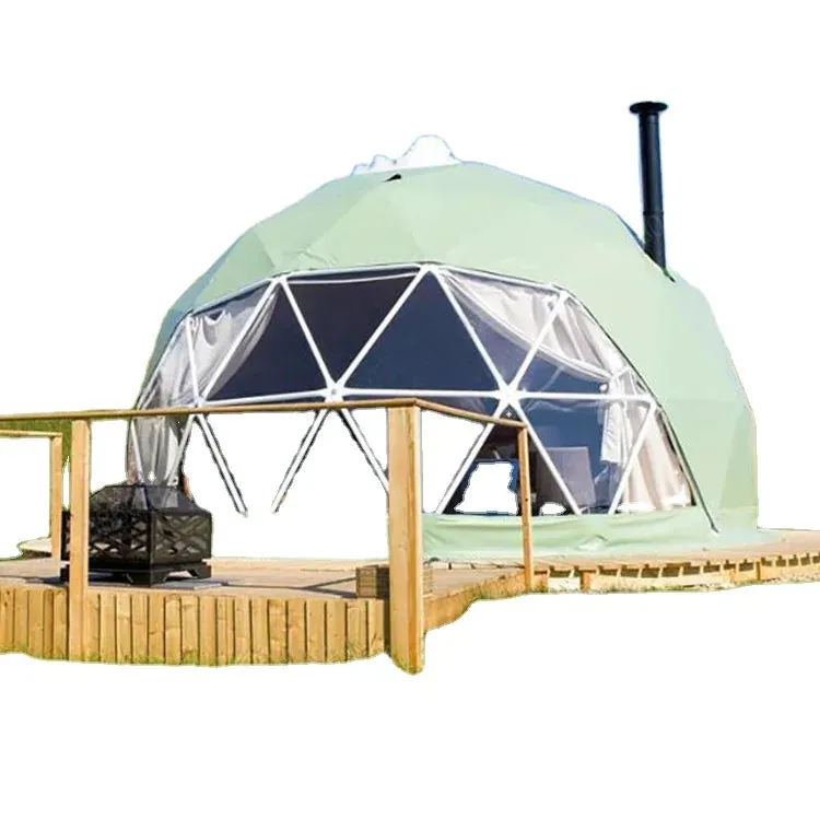 Outdoors PVC Prefab Glamping Dome house Tent Hotel Luxury Geodesic Dome Tent with Bathroom Sunlight