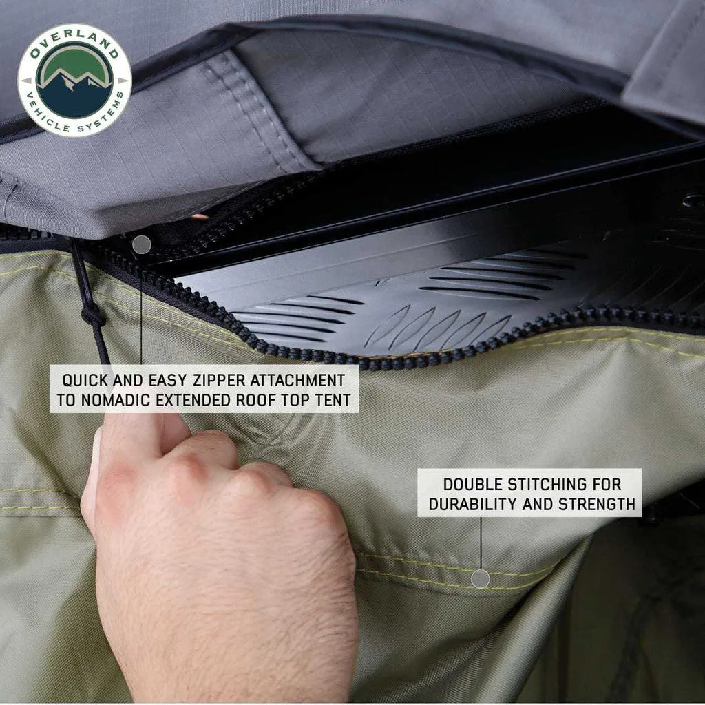 OVERLAND VEHICLE SYSTEMS | Nomadic 3 Roof Top Tent Annex Green Base With Black Floor & Travel Cover (18539936)