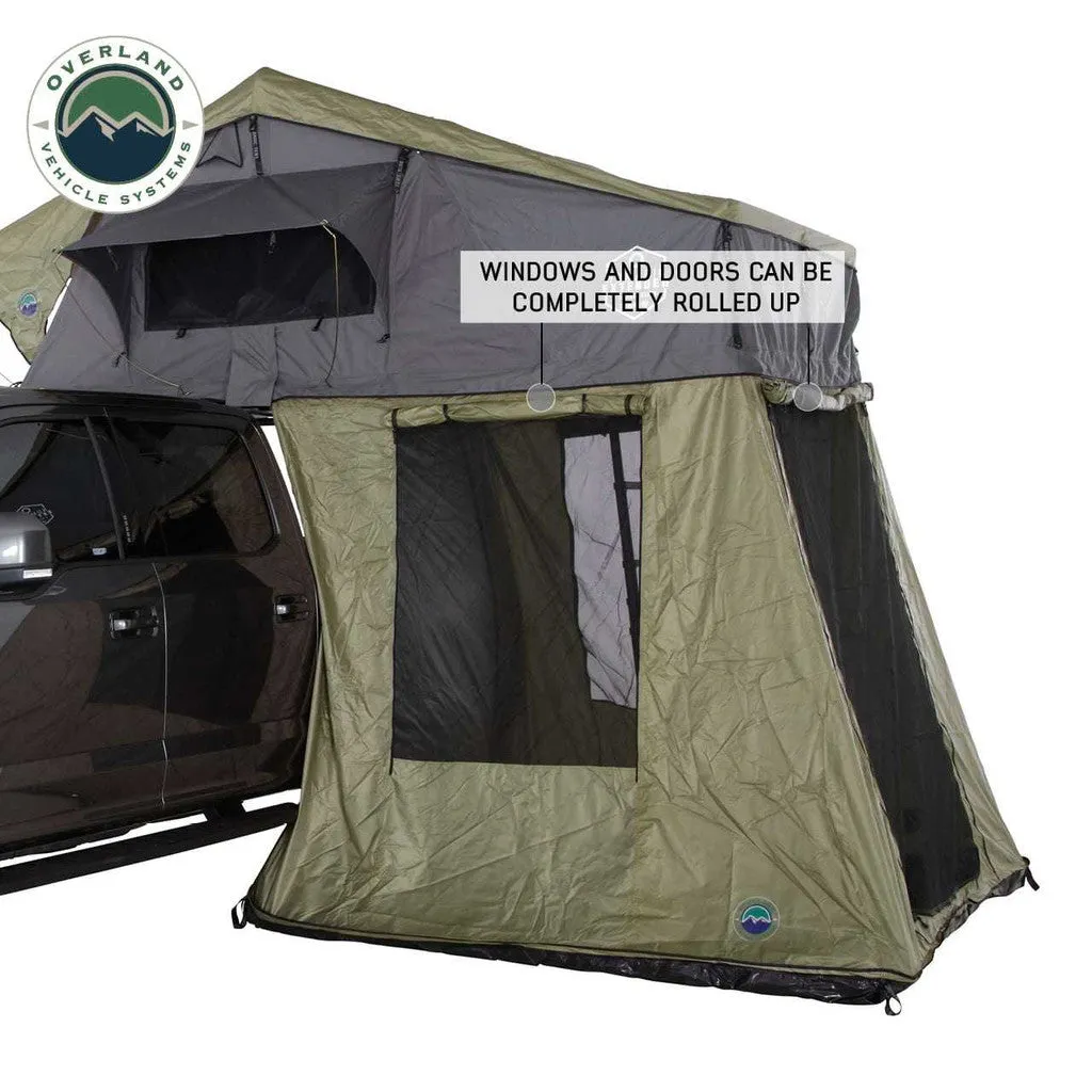 OVERLAND VEHICLE SYSTEMS | Nomadic 3 Roof Top Tent Annex Green Base With Black Floor & Travel Cover (18539936)
