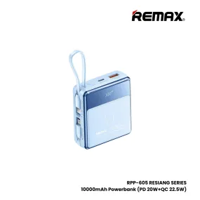 REMAX RPP-605 Resiang Series 10000mAh PD QC Fast Charging Power Bank(PD 20W QC 22.5W) - Blue