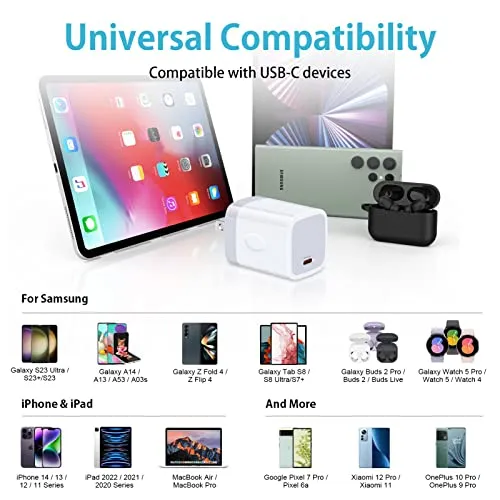 Samsung Galaxy S24 Charger 45W Super Fast USB C Charger Block Type C Charger Adapter for Galaxy S24 A15 S23 A14 A54 S22 S21 S20 S9 A13 A53 A03s,iPhone 15 14 13 12 11 Pro Max,iPad,Google Pixel 8 Pro 7a