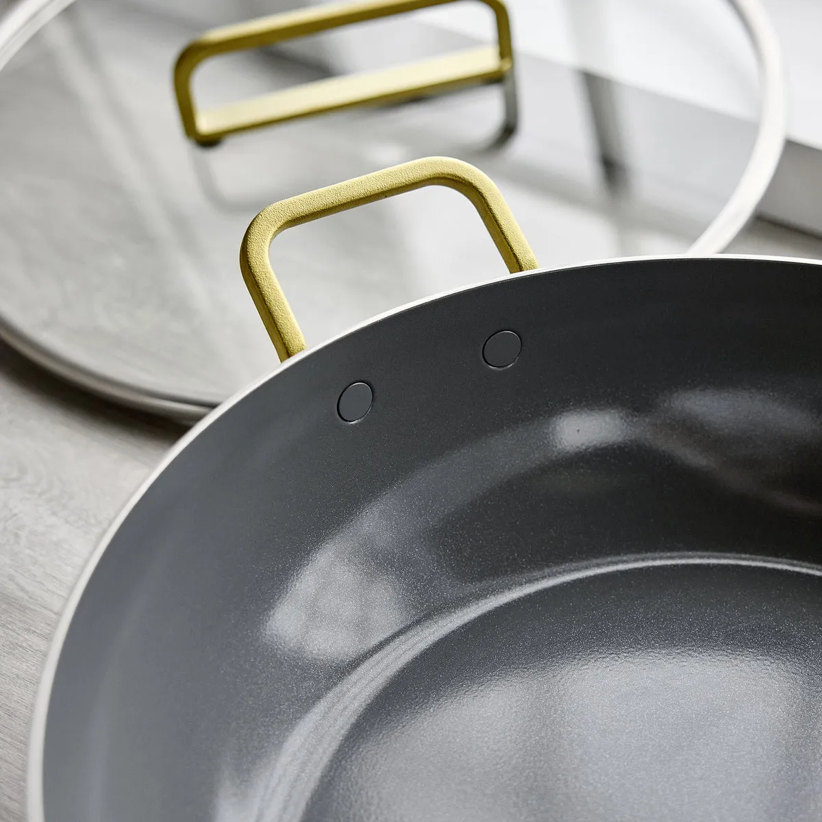 Stanley Tucci™ Stainless Steel Ceramic Nonstick 6.5-Quart Essential Stanley Pan with Lid | Champagne Handle