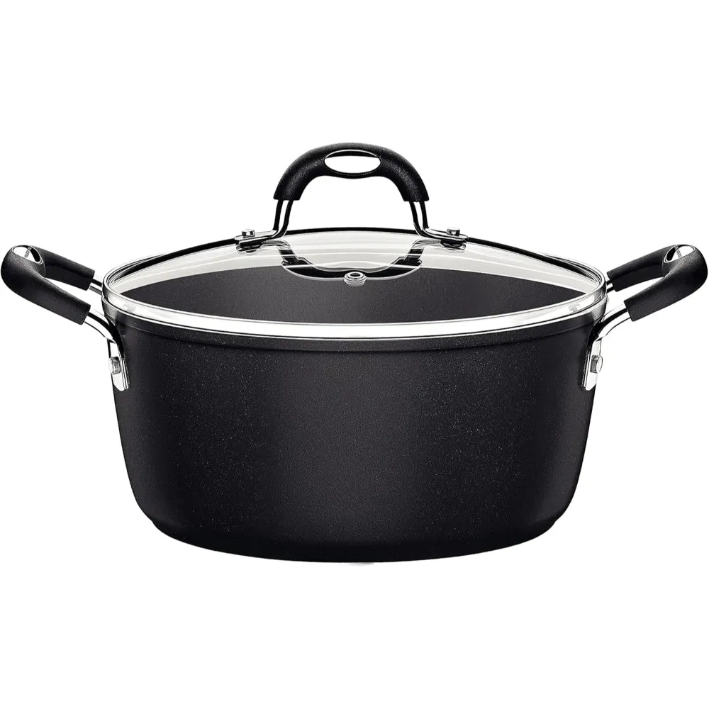 Tramontina Brazil  Monaco Induction 7 Pieces Black Aluminum Cookware Set with Interior and Exterior Starflon Premium PFOA Free Nonstick Coating