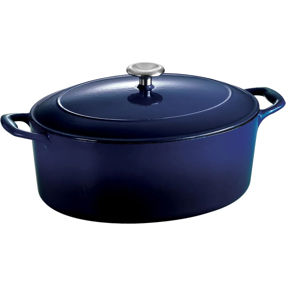 Tramontina Brazil  Series 1000 7 Qt Cobalt Enameled Cast Iron Covered Oval Dutch Oven