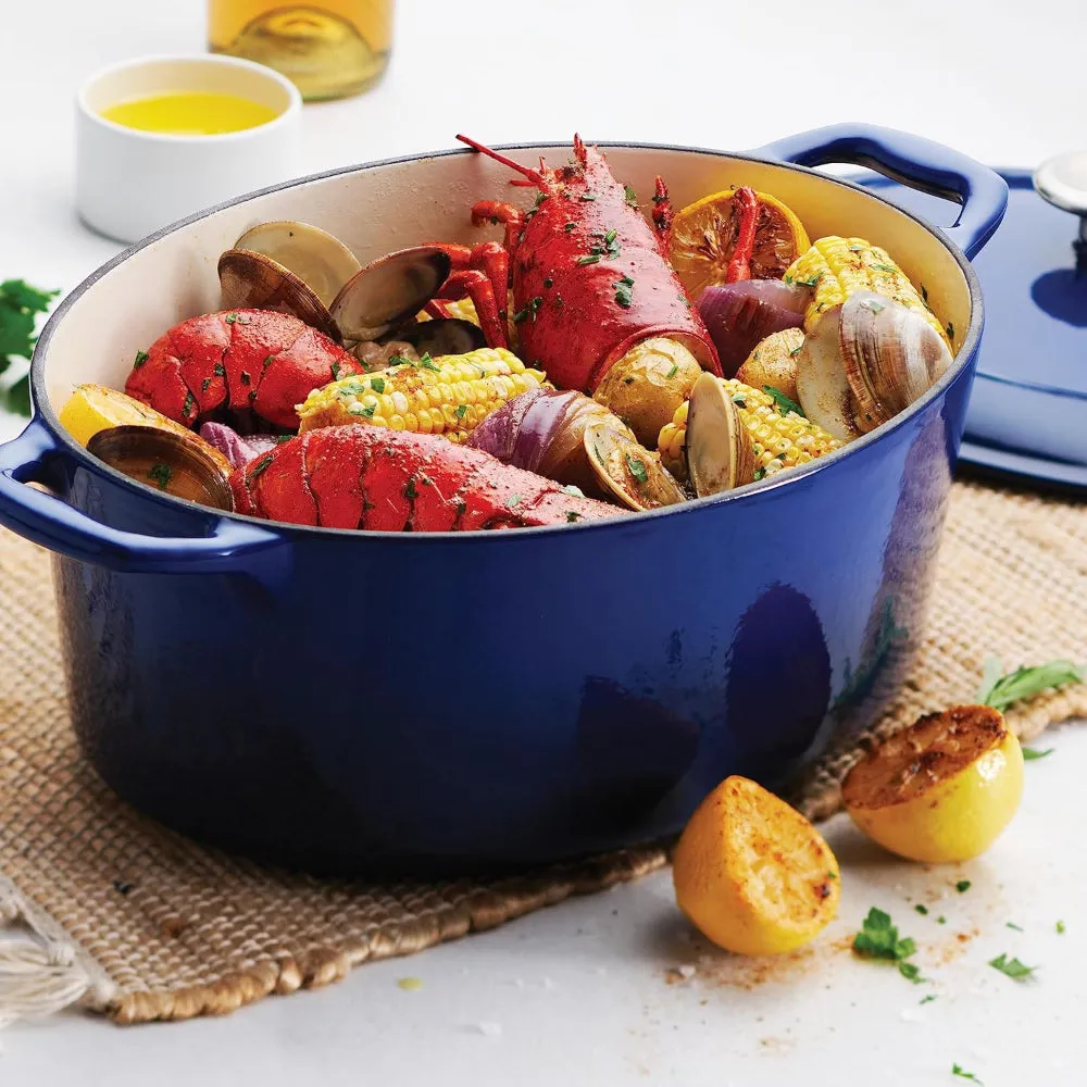 Tramontina Brazil  Series 1000 7 Qt Cobalt Enameled Cast Iron Covered Oval Dutch Oven