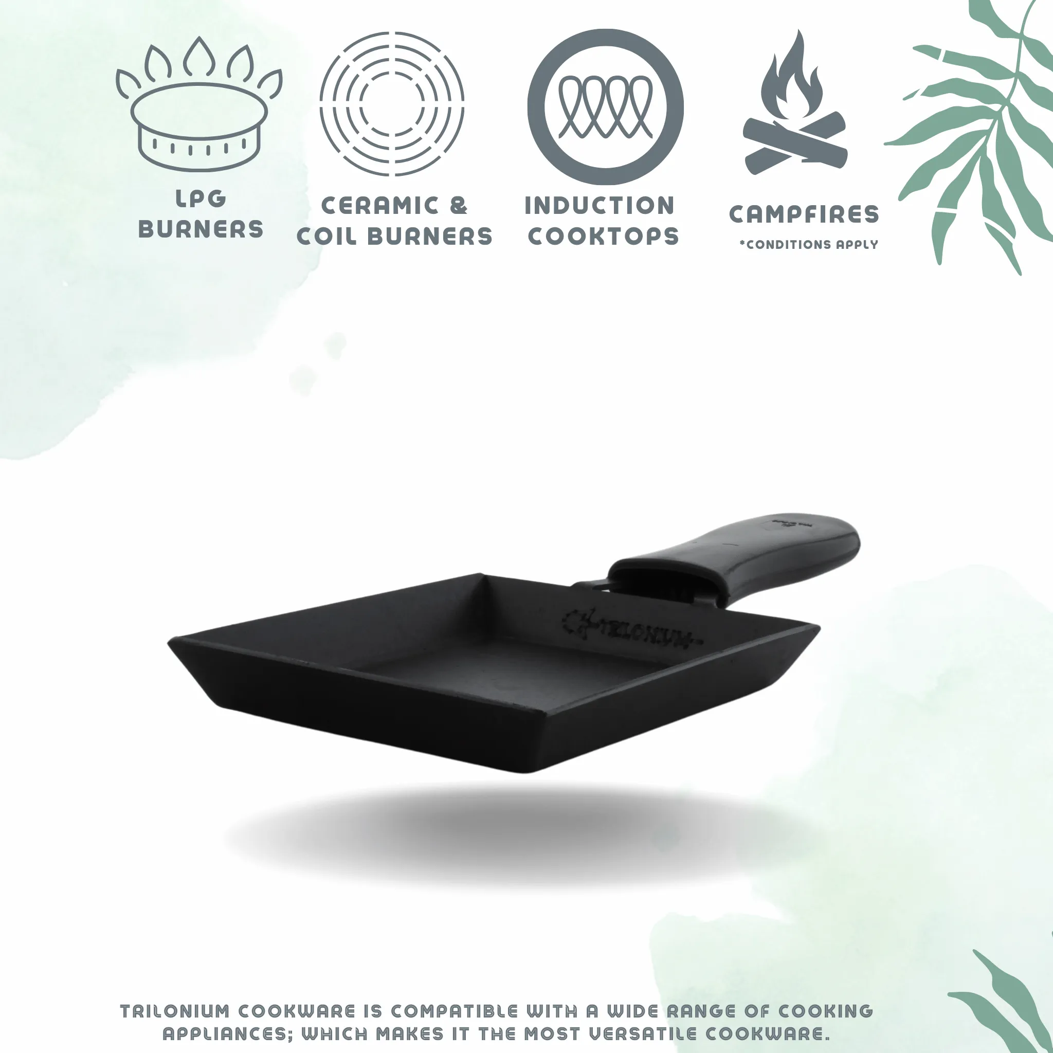 Trilonium Triple Seasoned Iron Square Omelette Pan - Japanese Tamagoyaki Egg Pan, 18x15 cm