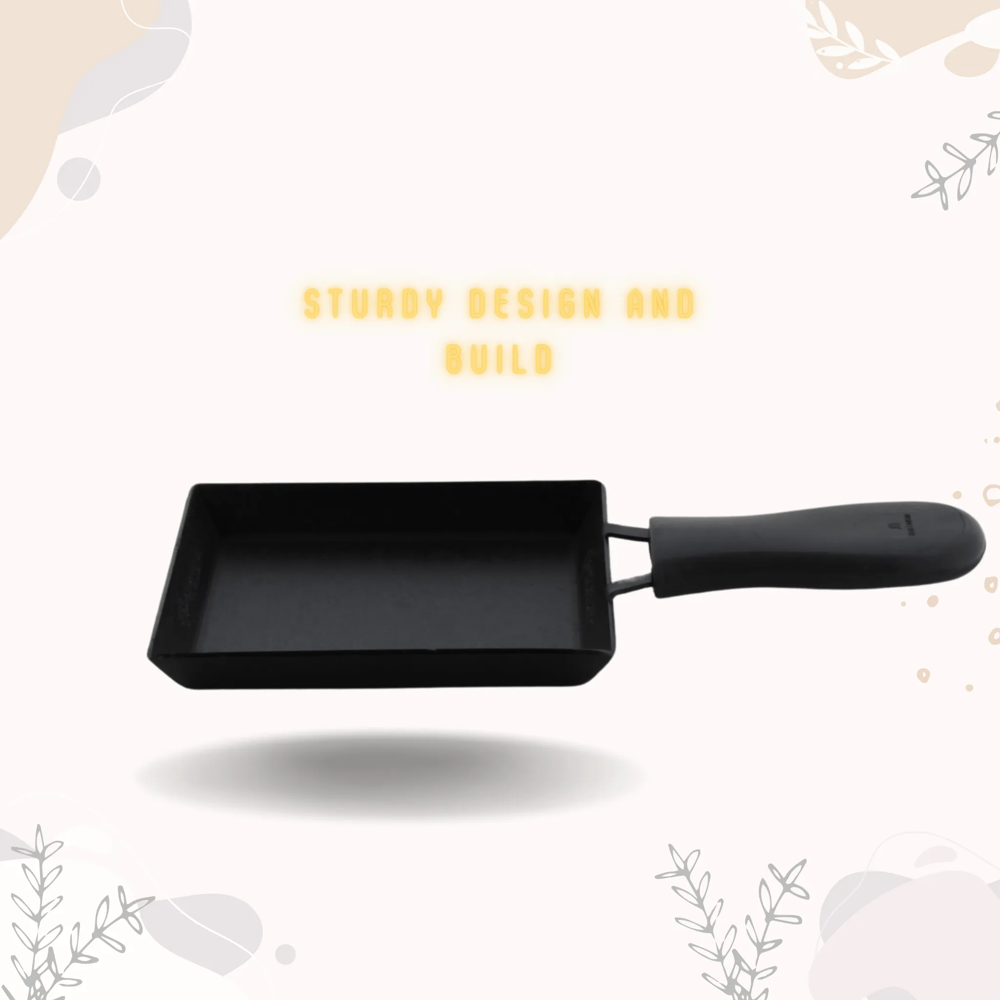 Trilonium Triple Seasoned Iron Square Omelette Pan - Japanese Tamagoyaki Egg Pan, 18x15 cm