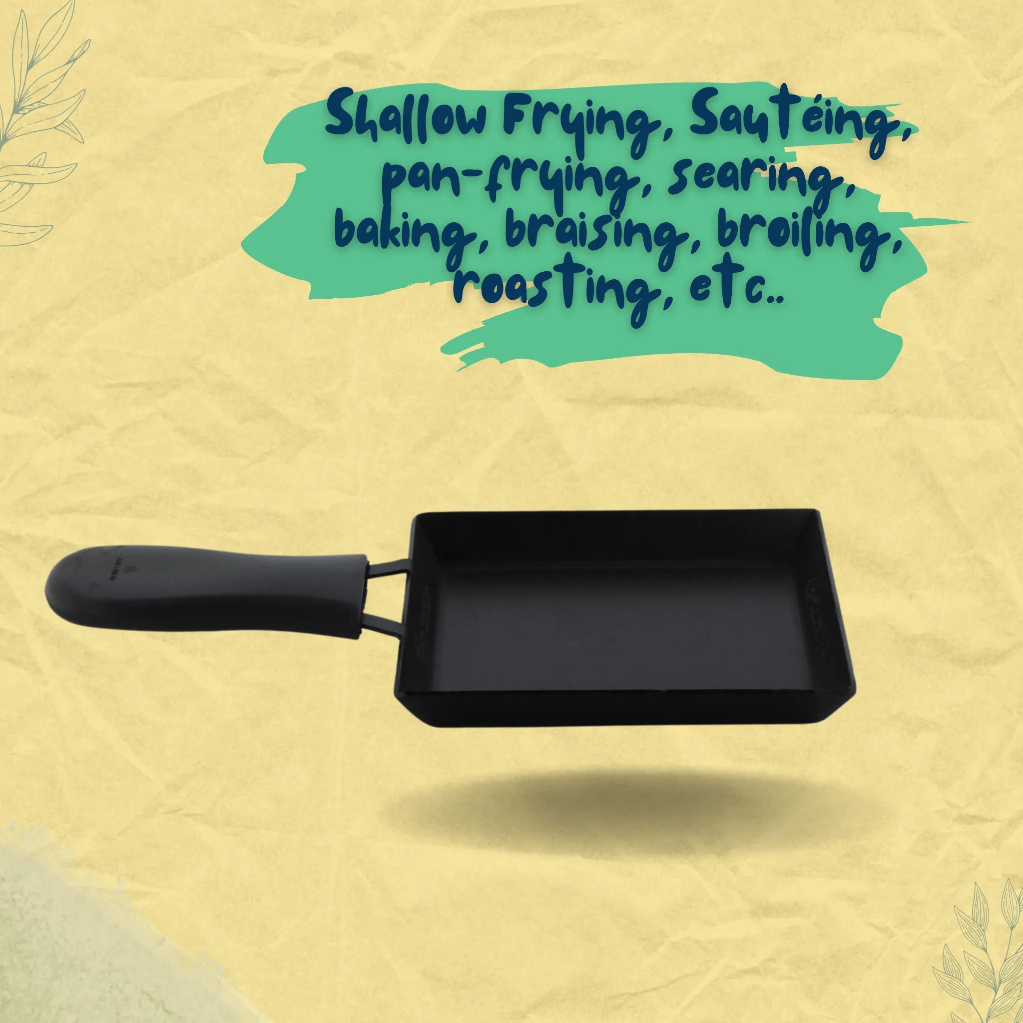 Trilonium Triple Seasoned Iron Square Omelette Pan - Japanese Tamagoyaki Egg Pan, 18x15 cm