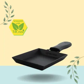 Trilonium Triple Seasoned Iron Square Omelette Pan - Japanese Tamagoyaki Egg Pan, 18x15 cm