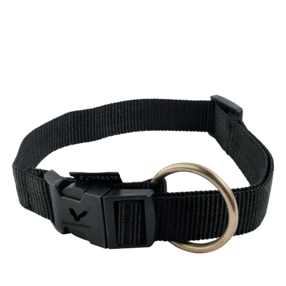Vama Leathers Soft Durable Nylon Collar and Reflective Soft Handle All Leather Leash for Dogs Combo (Black)