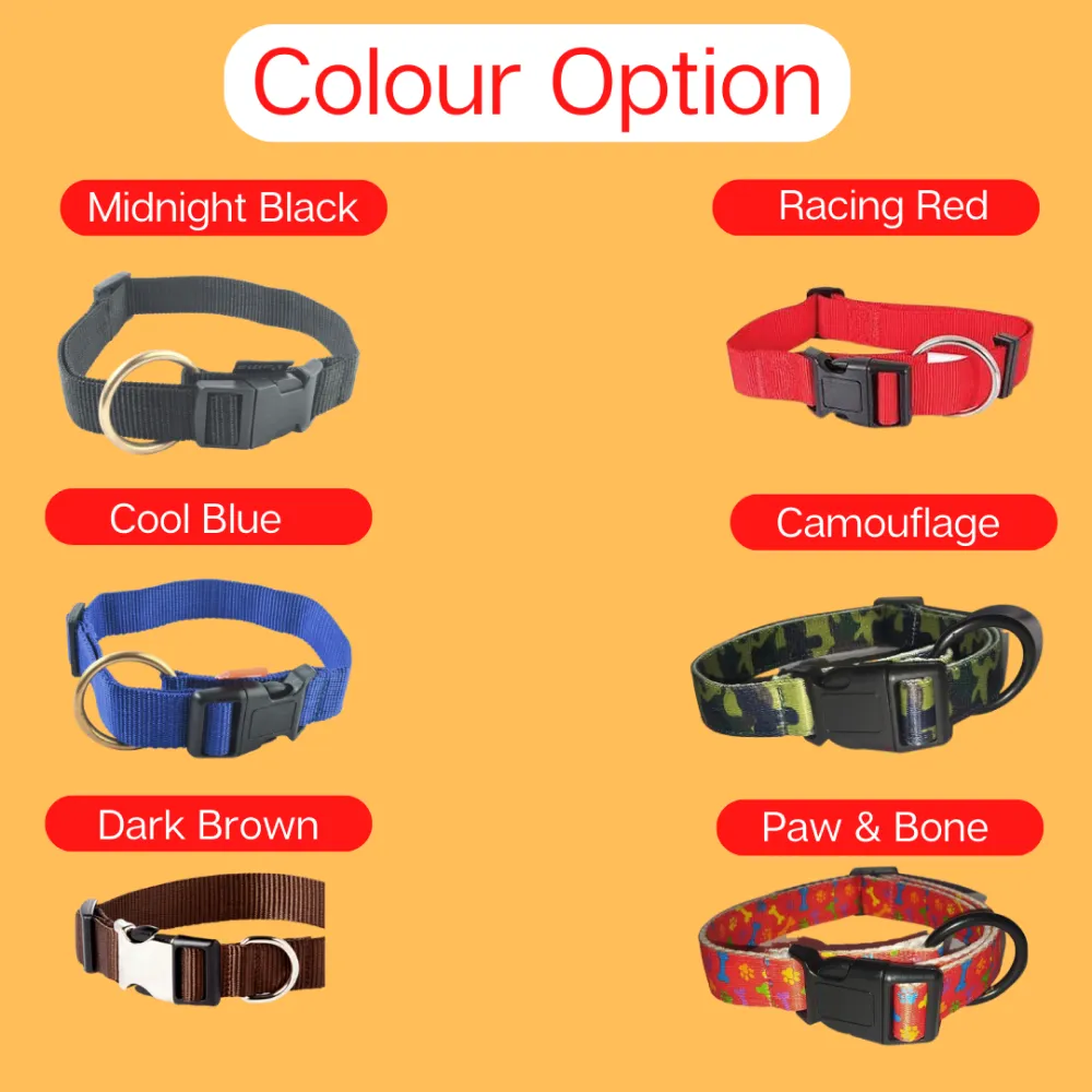 Vama Leathers Soft Durable Nylon Collar and Reflective Soft Handle All Leather Leash for Dogs Combo (Black)