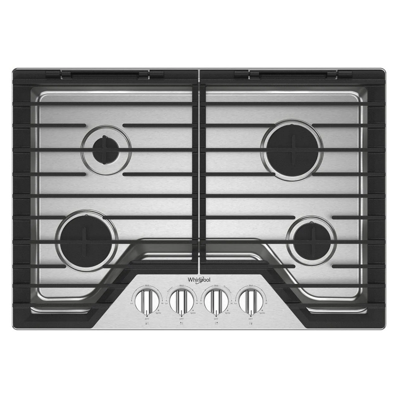 Whirlpool 30-inch Built-in Gas Cooktop with EZ-2-Lift™ Hinged Cast-Iron Grates WCGK5030PS